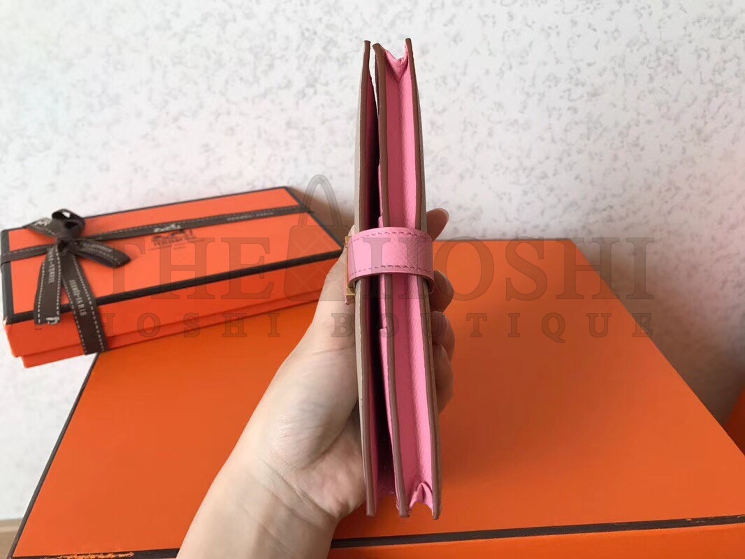 H**me5 Bi-Color Epsom Bearn Wallet Grey/Pink Master Quality