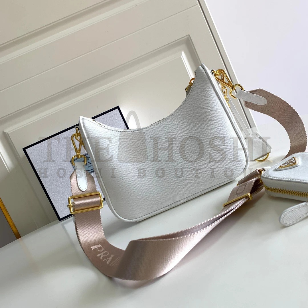 Pra*a Re-Edition 2005 Shoulder Bag In White Saffiano Leather Master Quality