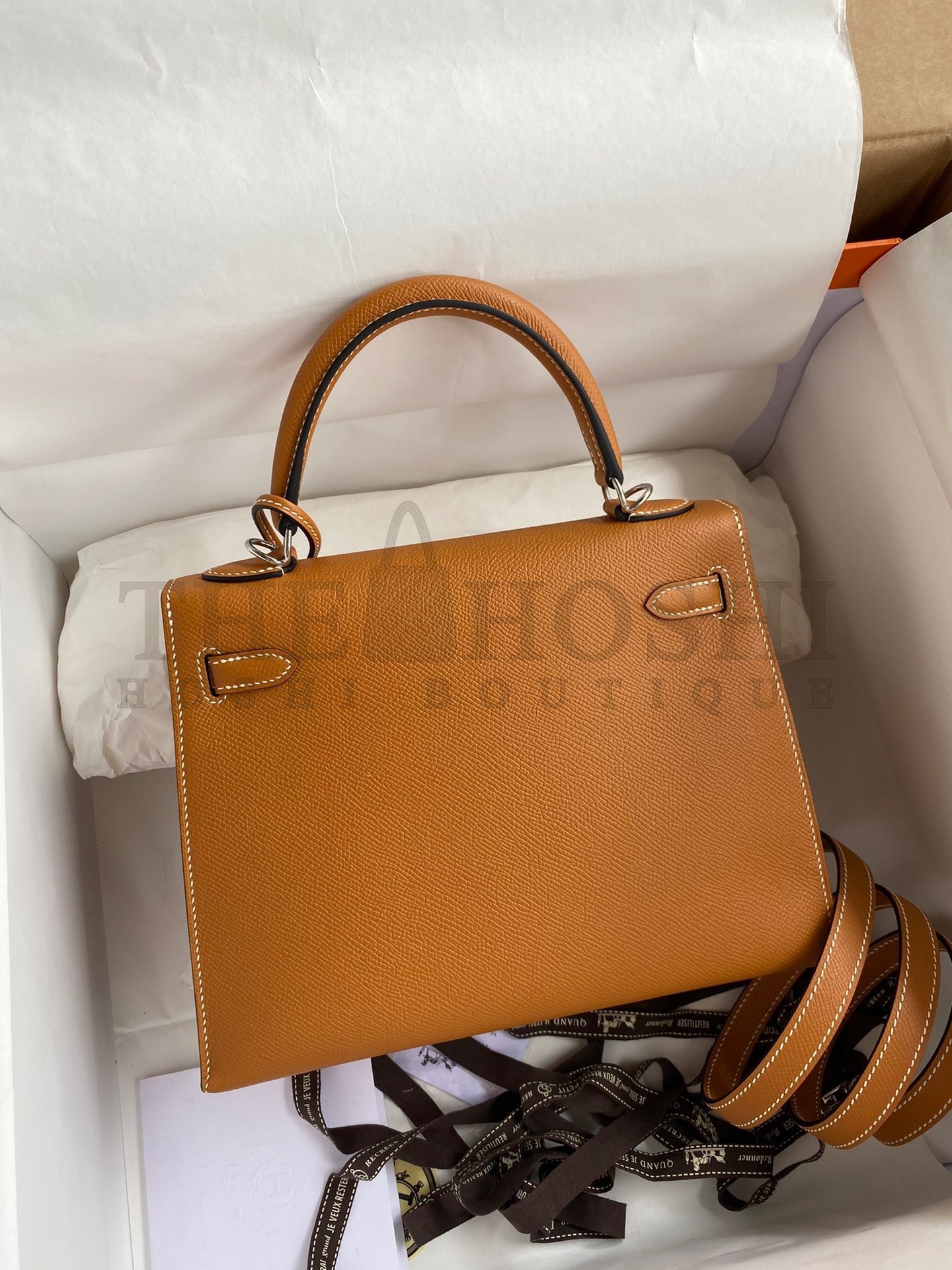 H**me5 Kelly Sellier 25 Handmade Bag In Toffee Epsom Calfskin Master Quality
