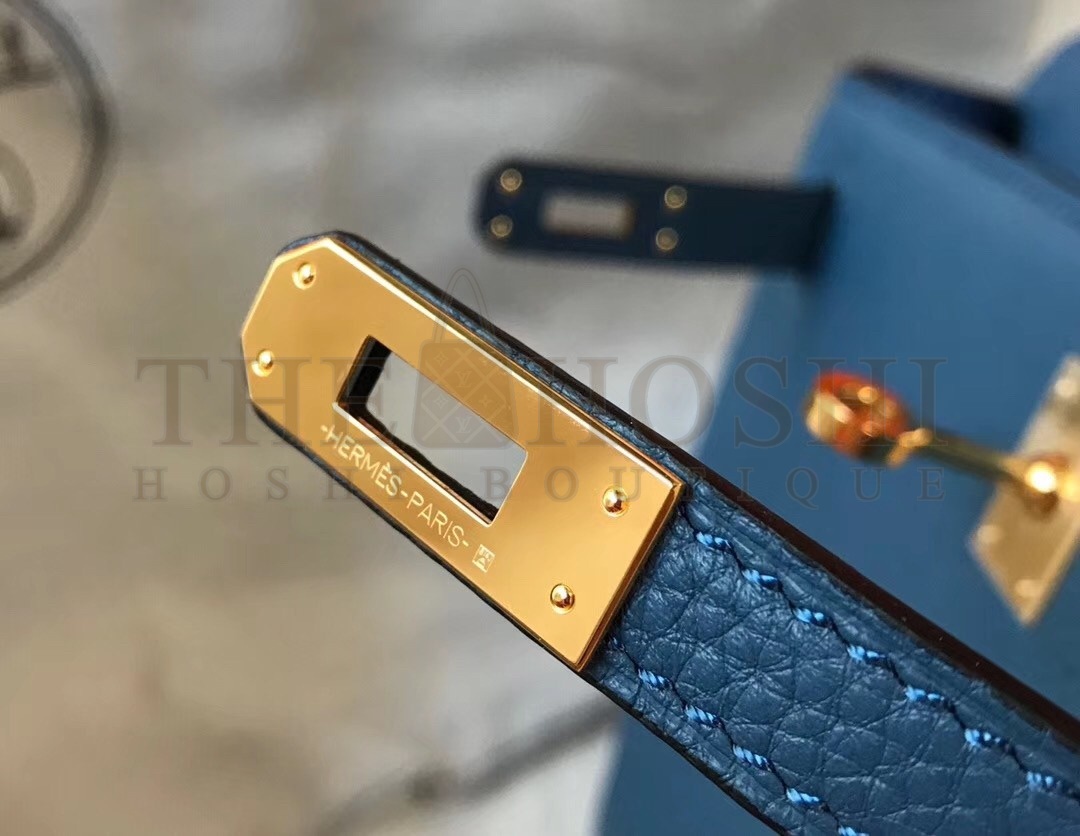 H**me5 Kelly 25cm Retourne Bag In Agate Blue Clemence Leather Master Quality