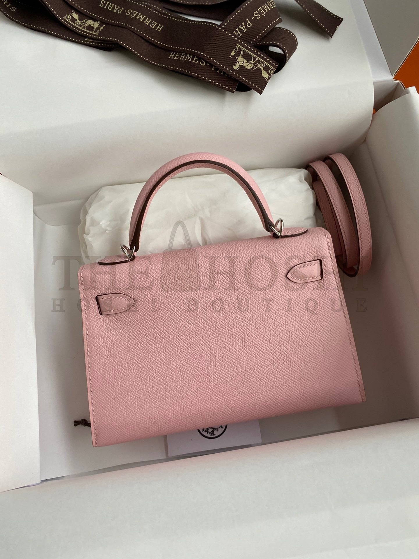H**me5 Kelly Mini II Sellier Handmade Bag In Rose Sakura Epsom Calfskin Master Quality