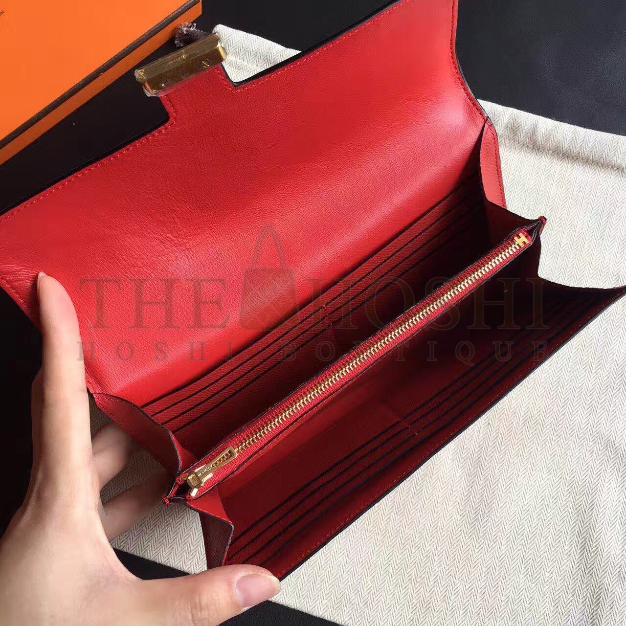 H**me5 Red Epsom Constance Long Wallet Master Quality