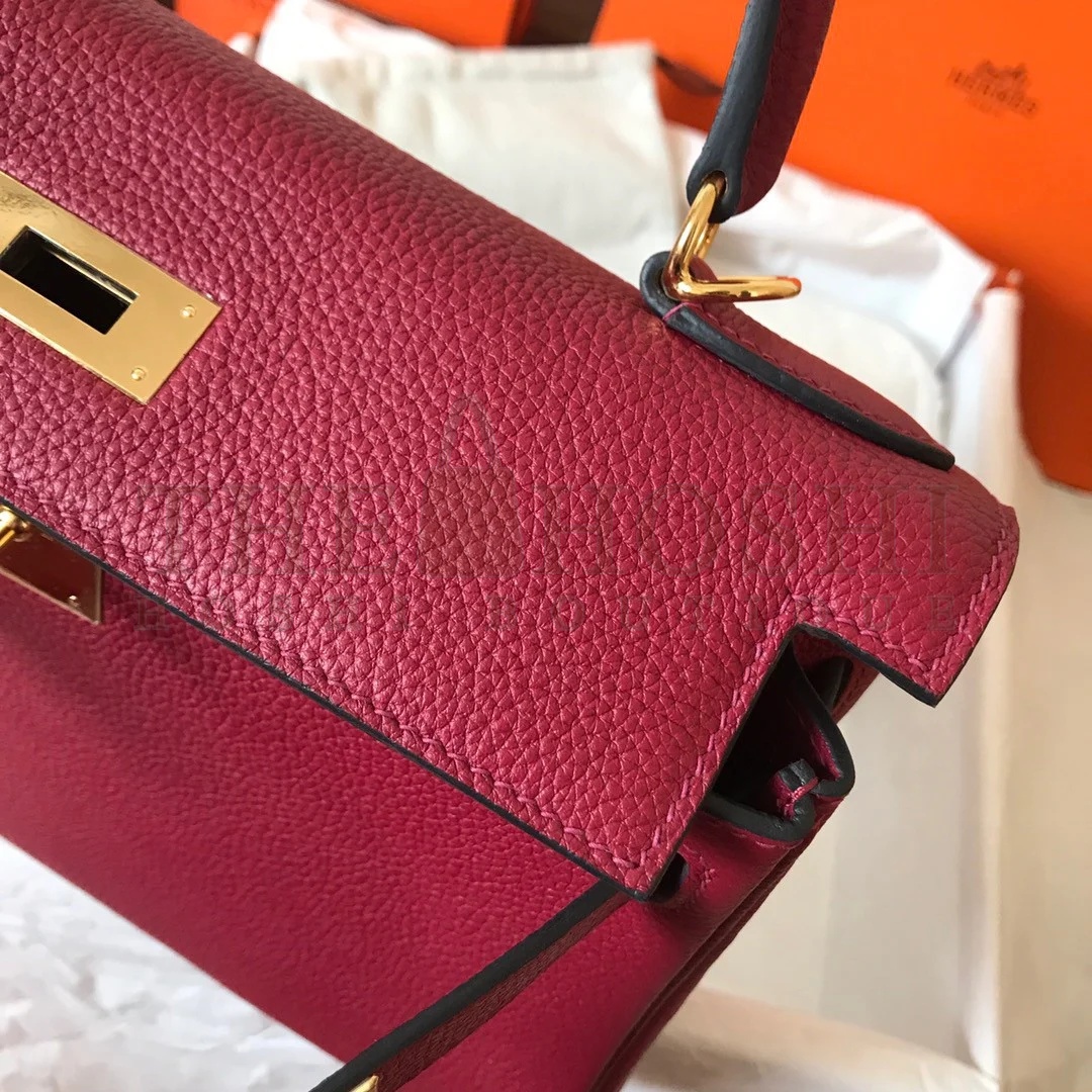 H**me5 Kelly Retourne 28 Handmade Bag In Ruby Clemence Leather Master Quality