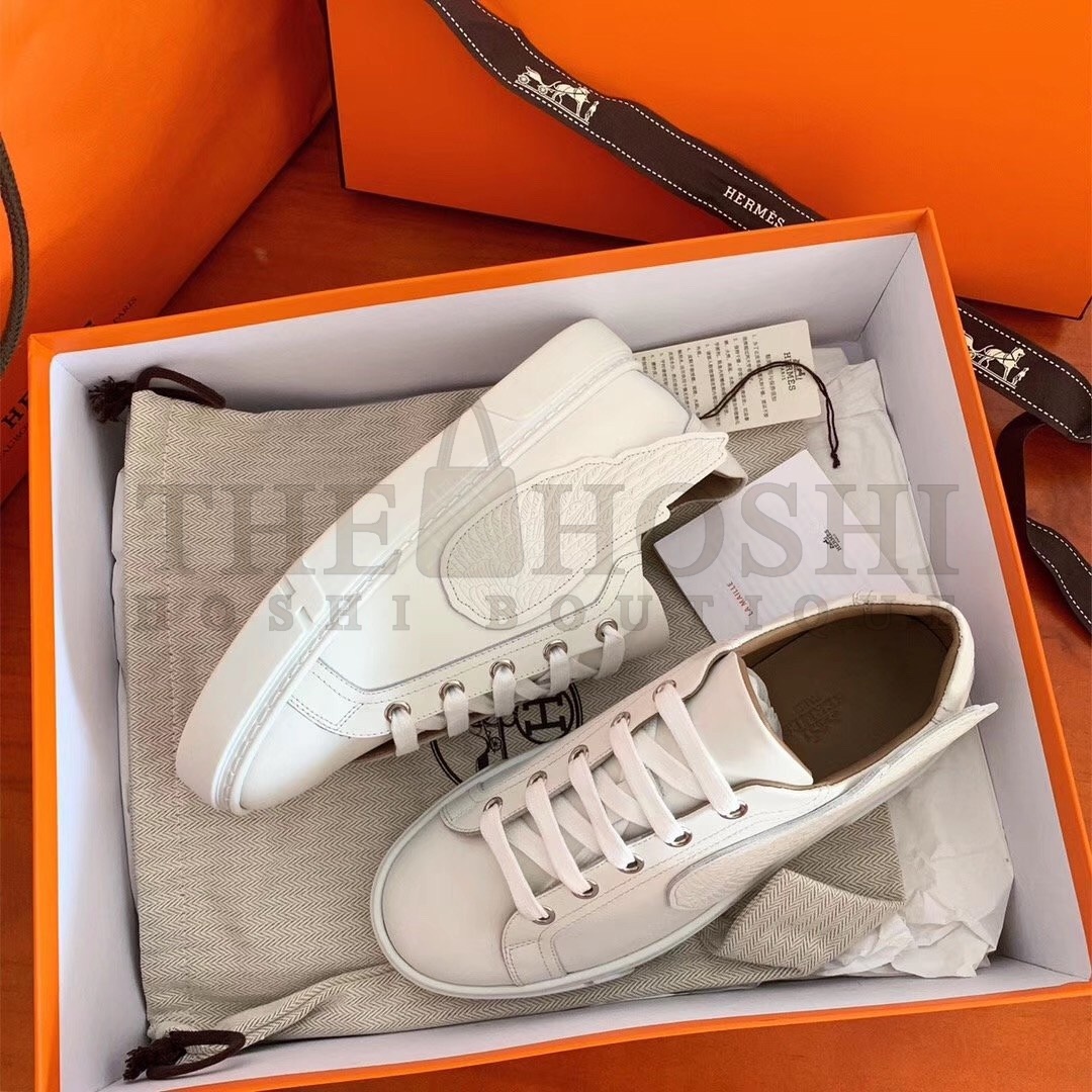 H**me5 Velvet Sneakers In White Calfskin With Printed Wing Patch Master Quality
