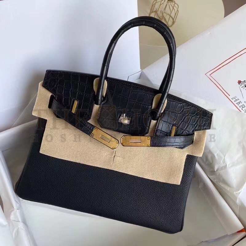 H**me5 Black Touch Birkin 30cm Bag Matte Niloticus Crocodile Skin Master Quality