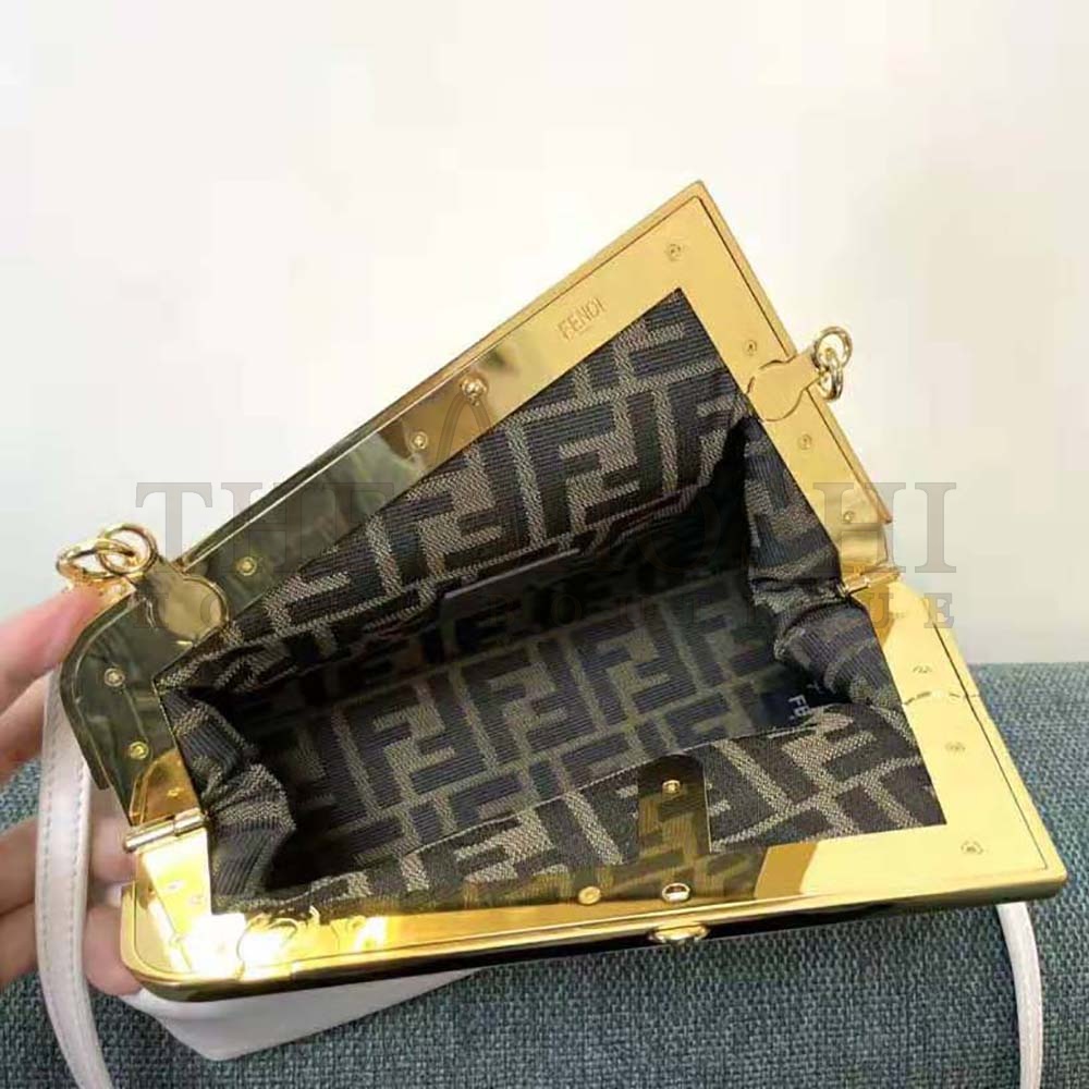 F**di Women First Small White Leather Bag Master Quality