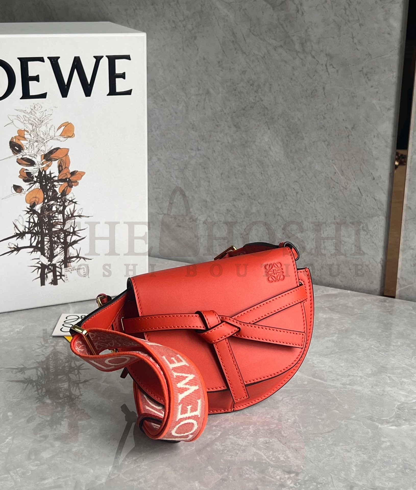 L0ew* Gate Dual Mini Bag in Sunrise Orange Calfskin Master Quality