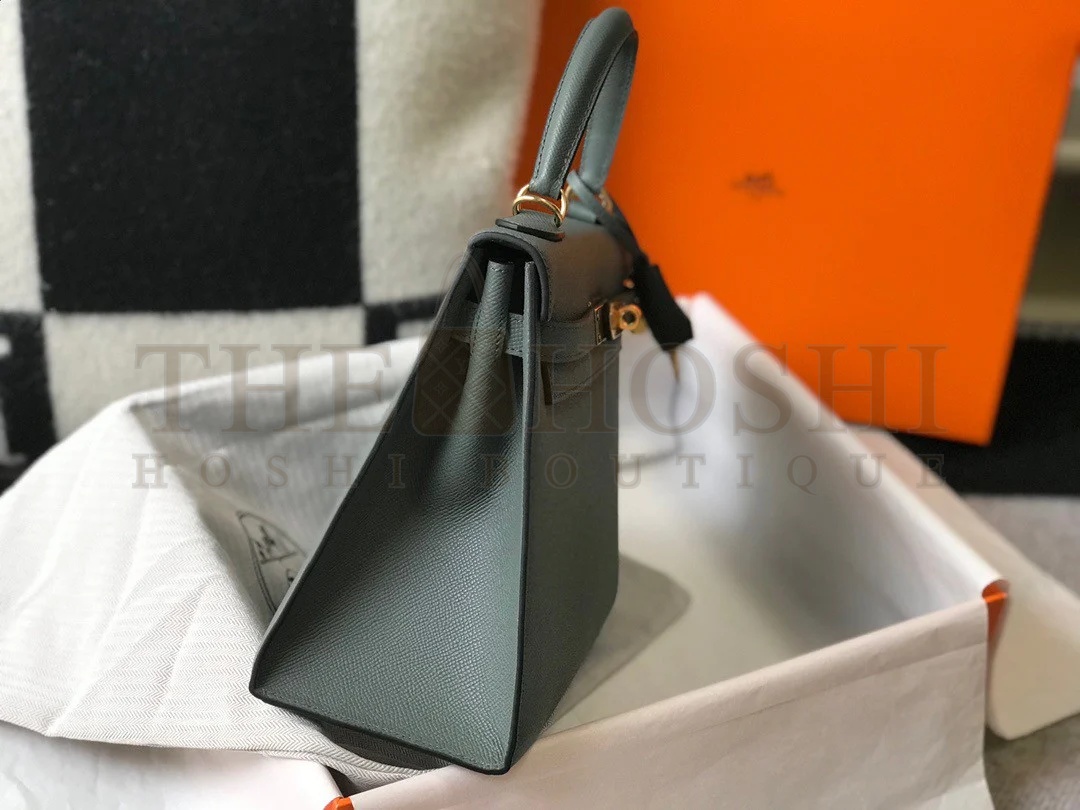 H**me5 Kelly 28cm Sellier Bag in Vert Amande Epsom Calfskin GHW Master Quality