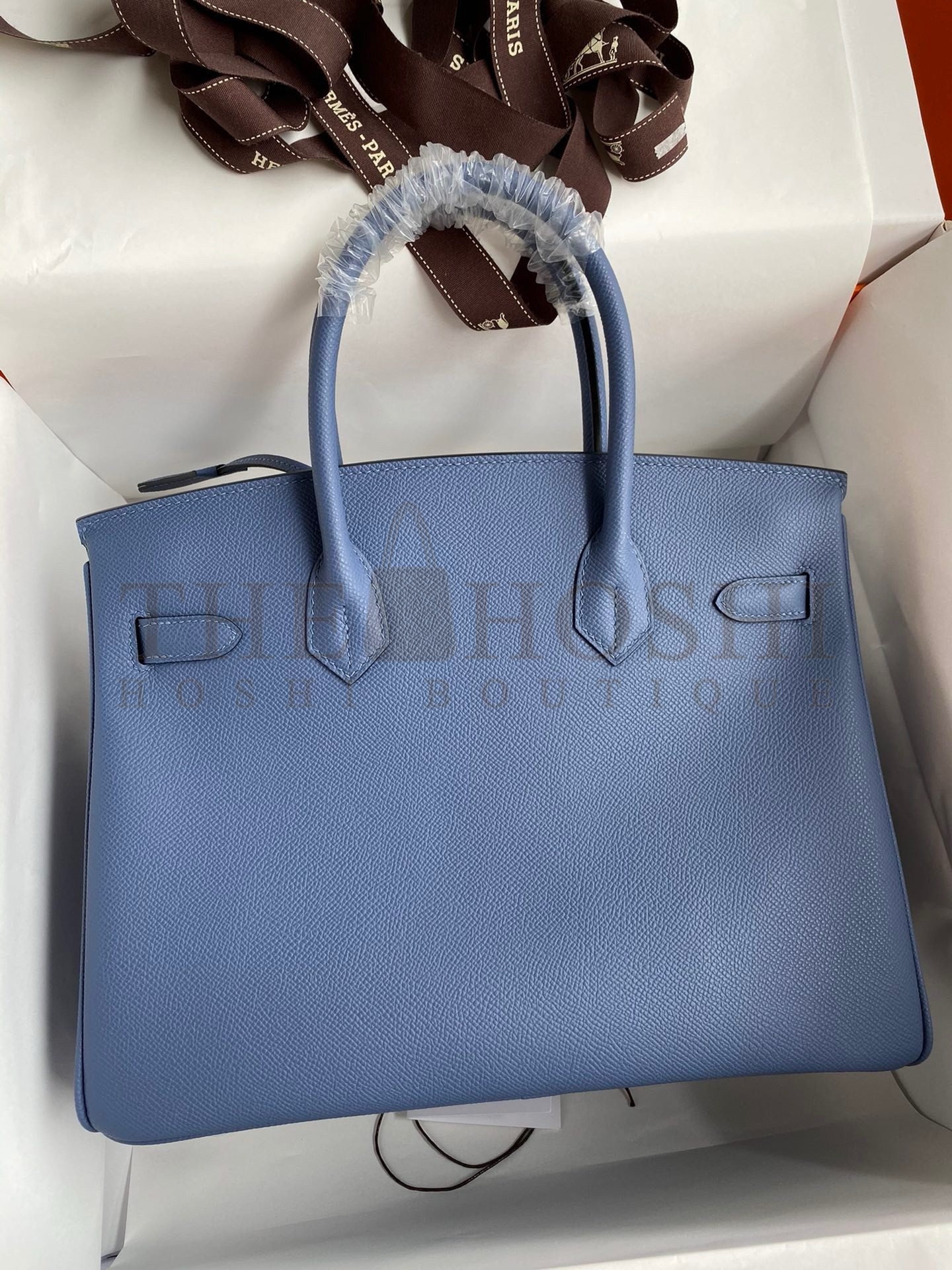 H**me5 Birkin 30 Retourne Handmade Bag in Blue Agate Epsom Calfskin Master Quality