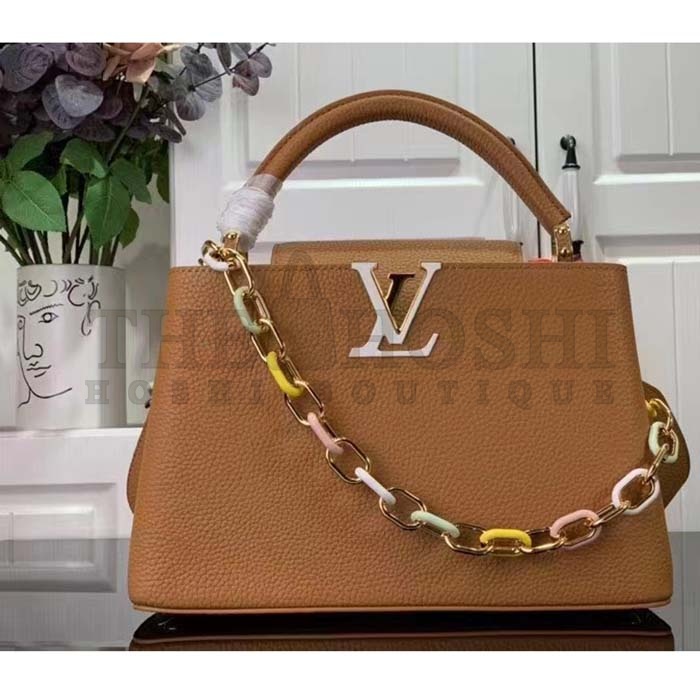 L0vis Vvtt0n LV Women Capucines MM Handbag Hazelnut Brown Taurillon Cowhide Leather Master Quality