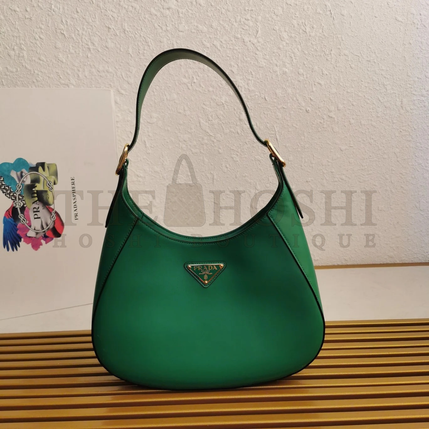 Pra*a Shoulder Bag in Green Leather Master Quality