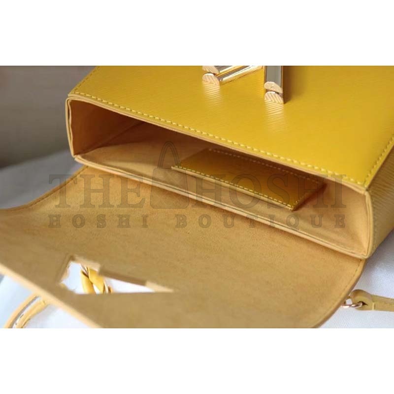 L0vis Vvtt0n LV Women Twist MM Handbag Sunflower Yellow Epi Grained Cowhide Leather Master Quality