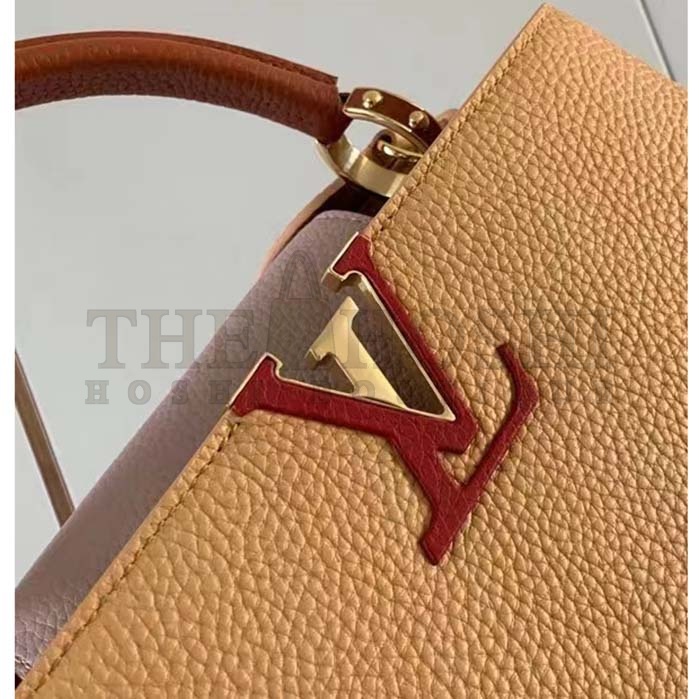 L0vis Vvtt0n LV Women Capucines MM Handbag Arizona Brown Cognac Taurillon Cowhide Leather Master Quality