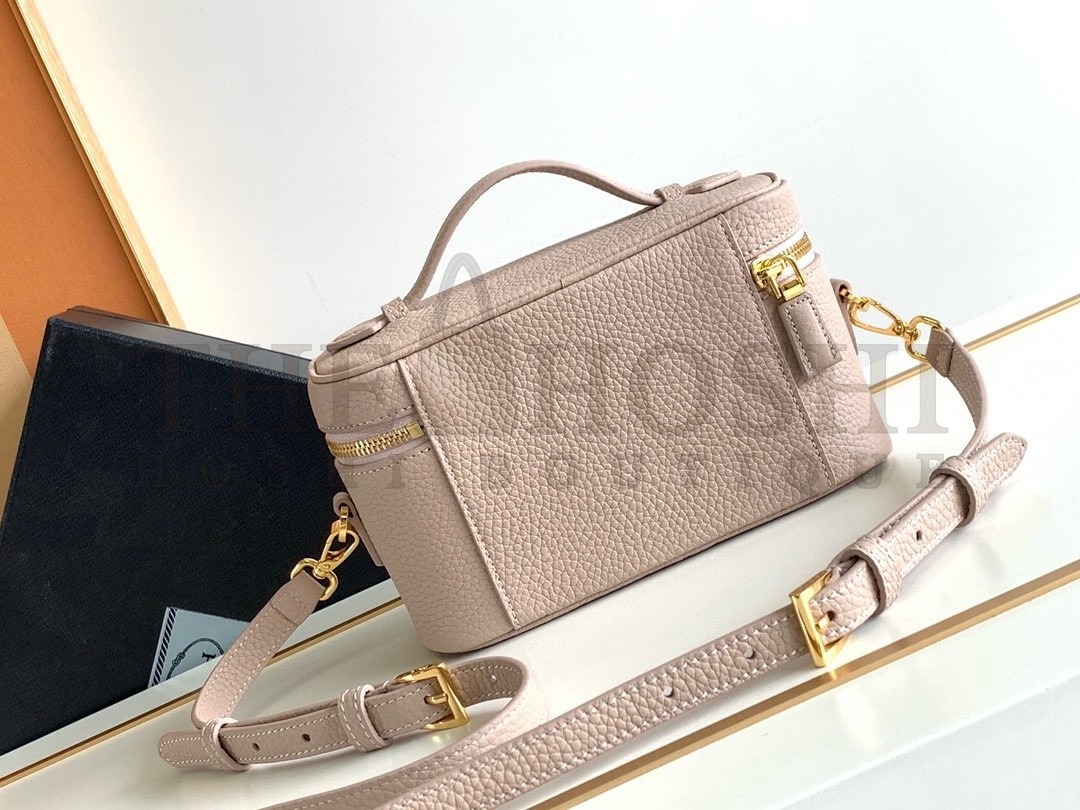 Pra*a Mini Vanity Bag in Light Pink Grained Leather Master Quality