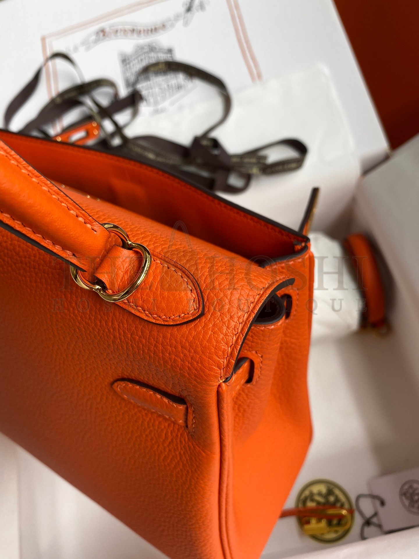 H**me5 Kelly Retourne 25 Handmade Bag In Orange Clemence Leather Master Quality