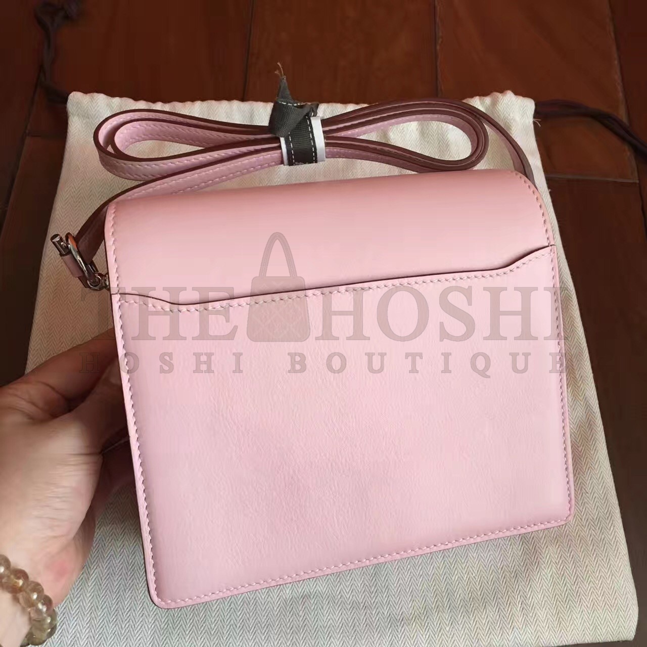 H**me5 Mini Sac Roulis Bag In Rose Dragee Swift Leather Master Quality