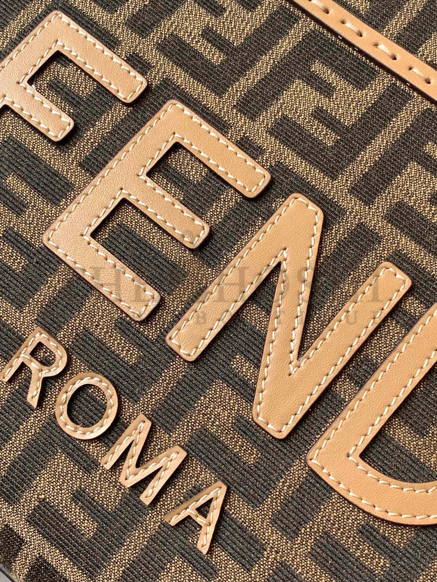 F**di Sunshine Small Tote Bag in Brown FF Jacquard Fabric Master Quality