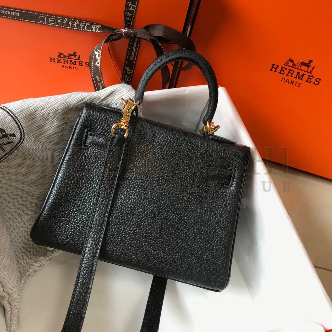 H**me5 Kelly 20cm Bag In Black Clemence Leather GHW Master Quality