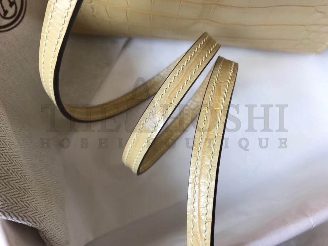 H**me5 Kelly Mini II Bag In Vanille Crocodile Embossed Leather Master Quality