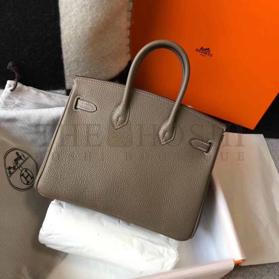 H**me5 Birkin 25 Bag In Taupe Clemence Leather with GHW Master Quality
