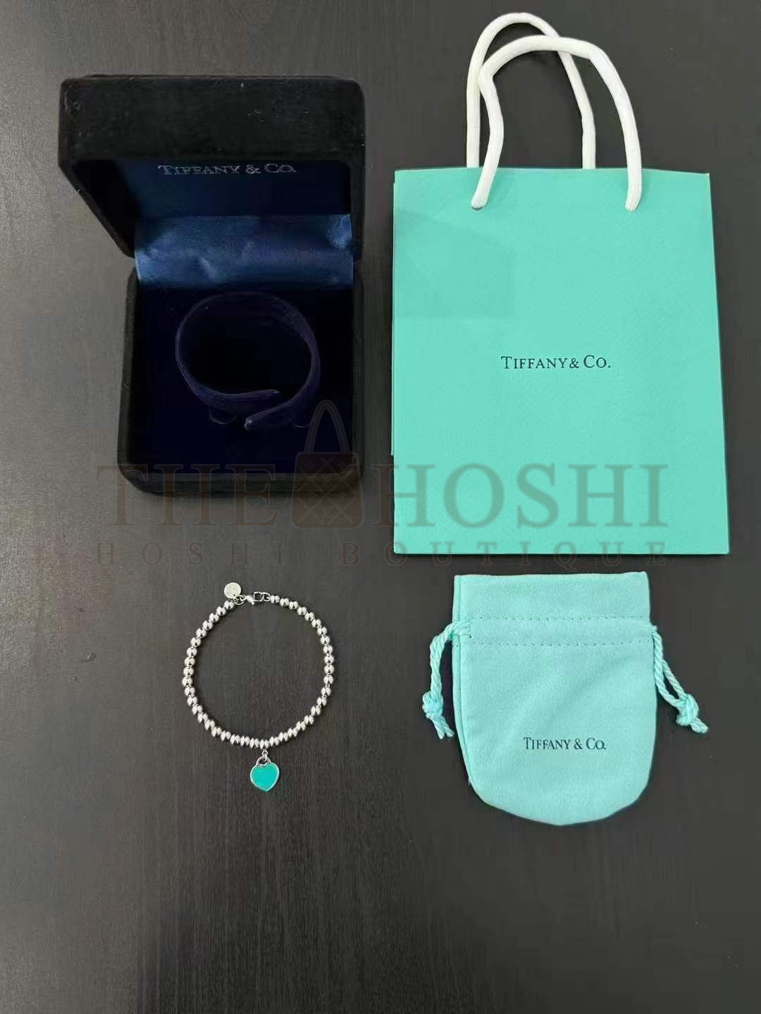 T*f*ny  T*f*ny& CO. Pink Heart Tag Bead Bracelet in Silver, 4 mm Master Quality