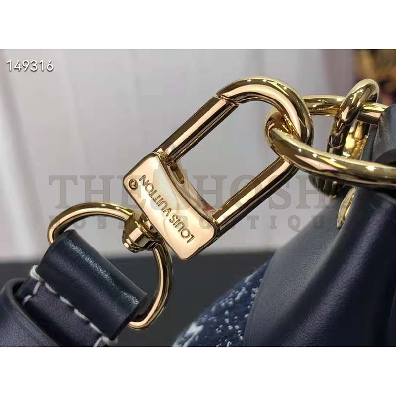 L0vis Vvtt0n LV Women Half-Moon Loop Baguette Handbag Navy Blue Denim Jacquard Master Quality