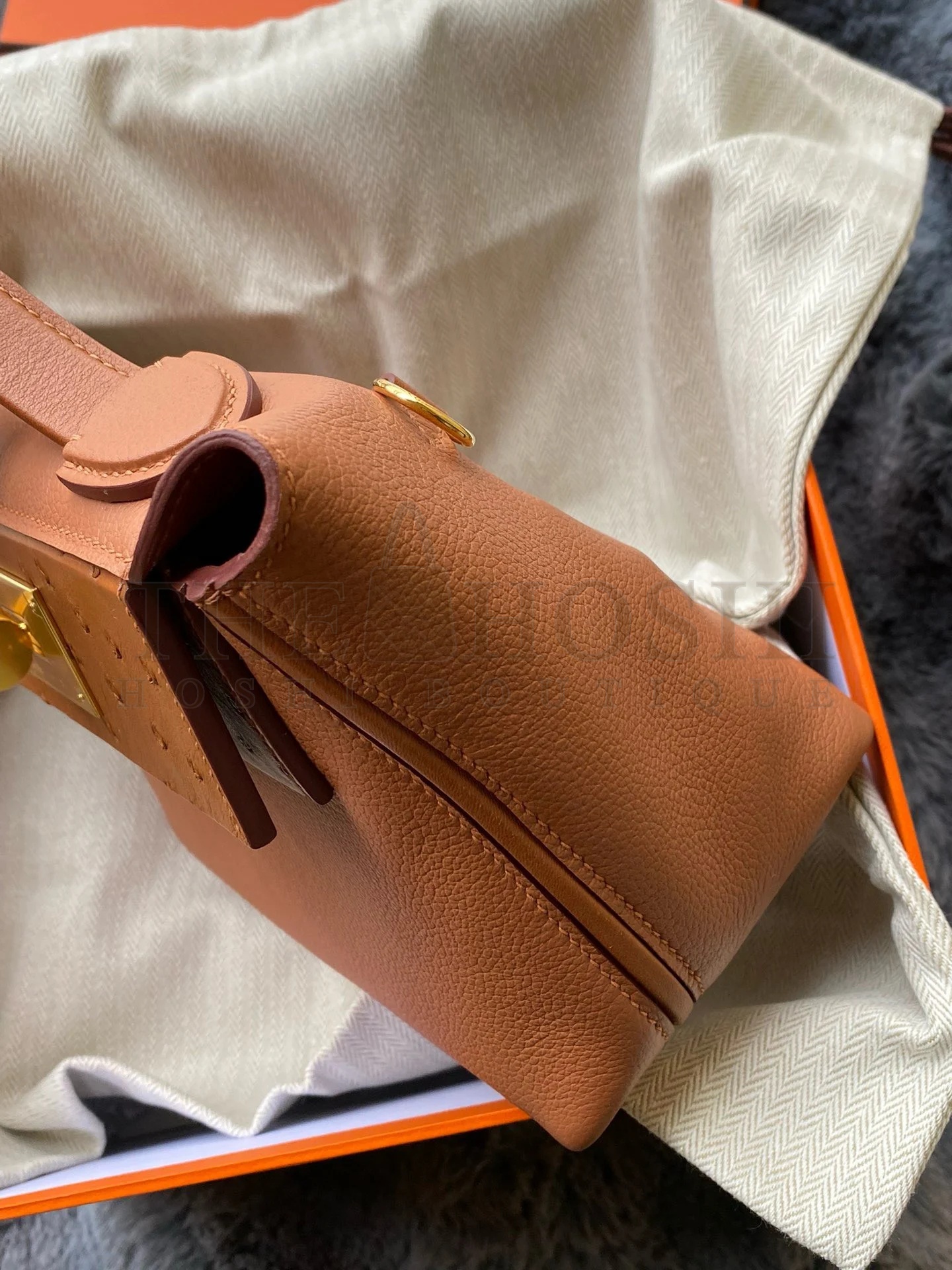 H**me5 24/24 Mini 21 Touch Bag in Gold Evercolor and Ostrich Leather Master Quality