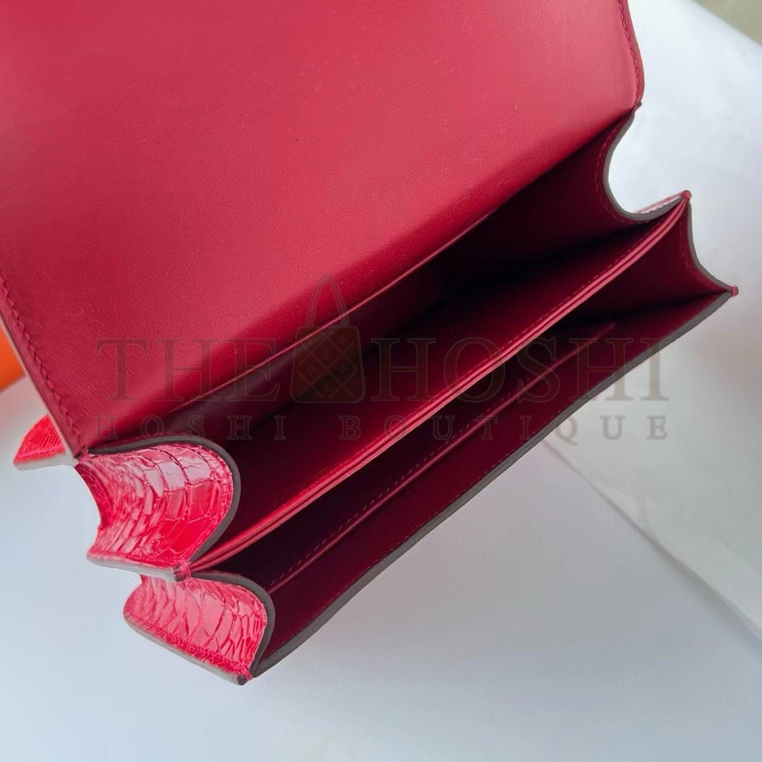 H**me5 Constance 18 Handmade Bag In Red Shiny Alligator Leather Master Quality