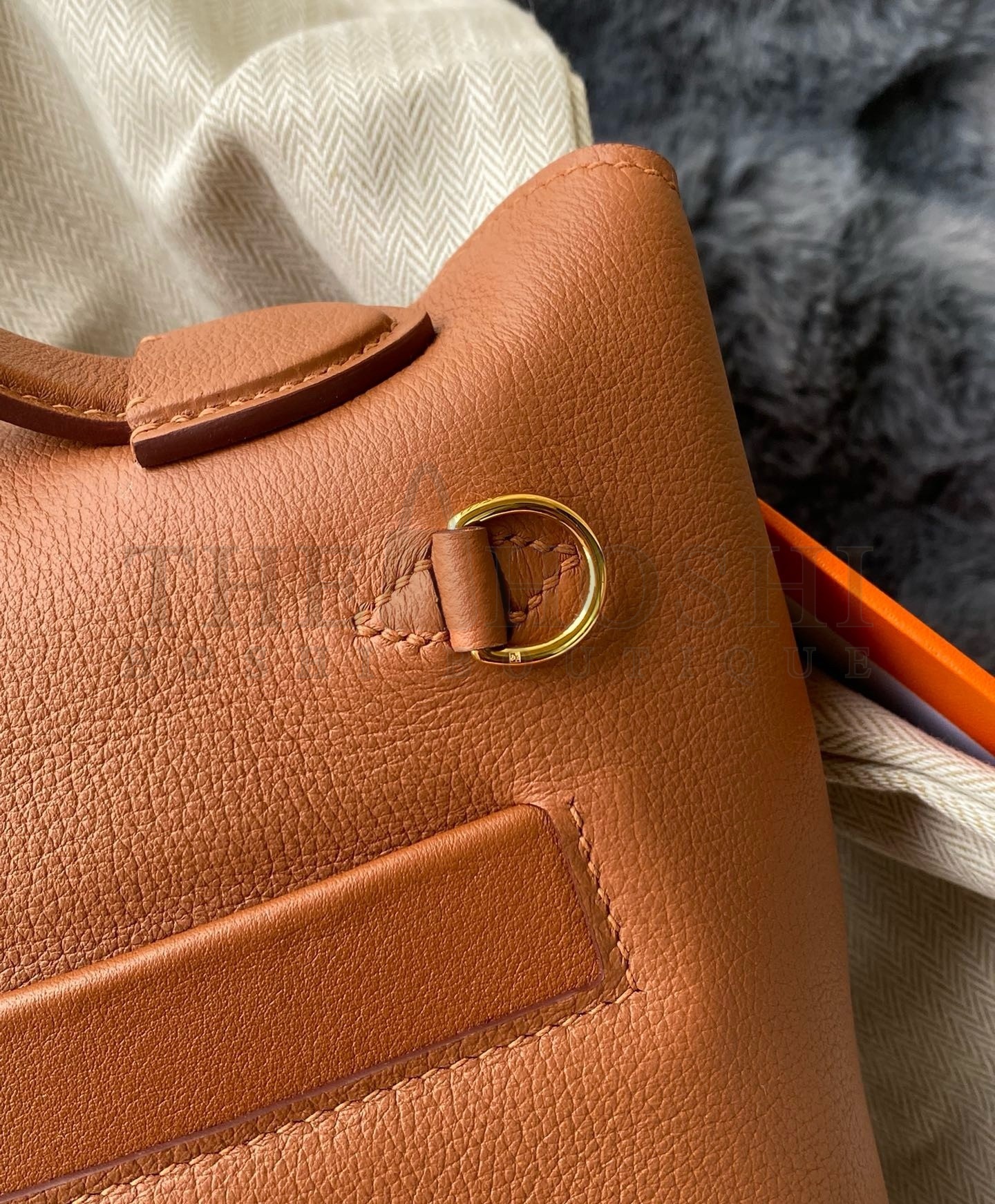 H**me5 24/24 Mini 21 Touch Bag in Gold Evercolor and Ostrich Leather Master Quality