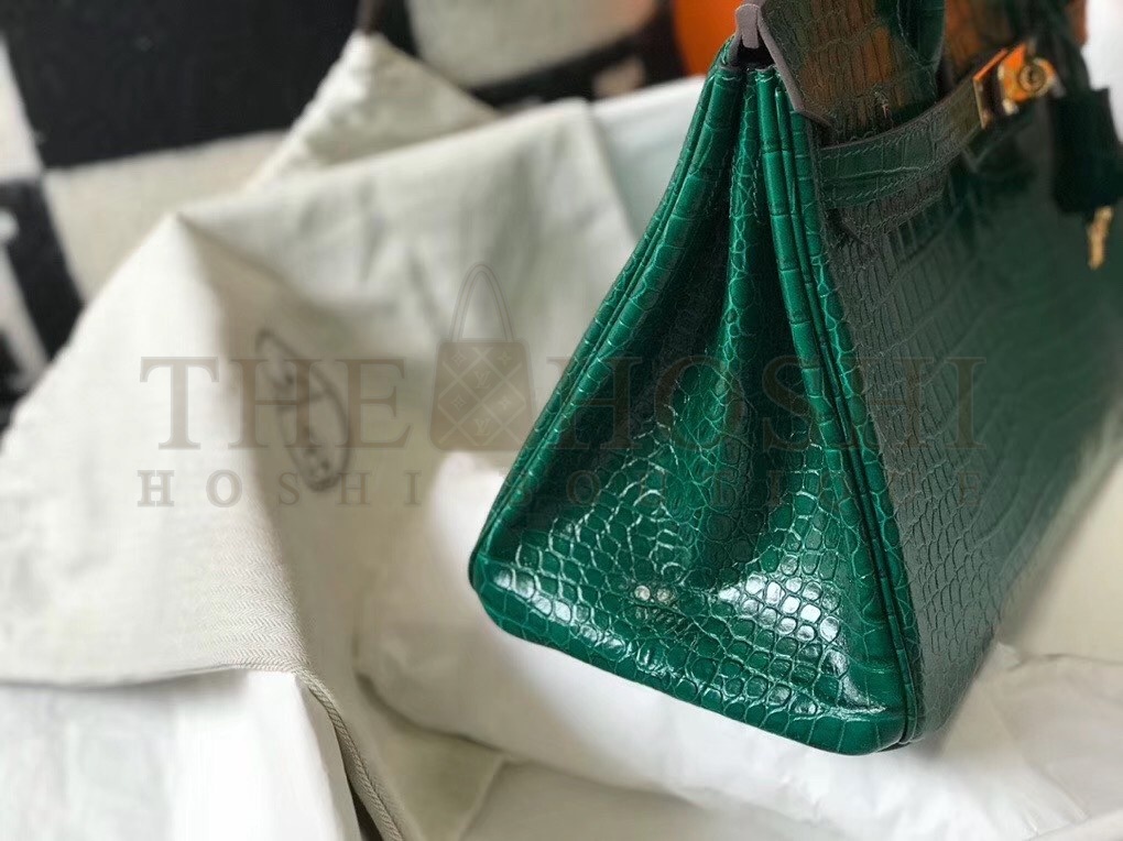 H**me5 Birkin 30cm Bag In Green Embossed Crocodile Leather Master Quality