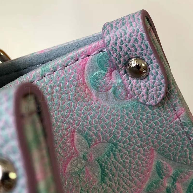 L0vis Vvtt0n LV Women OnTheGo PM Tote Bag Purple Sprayed Embossed Grained Cowhide Master Quality