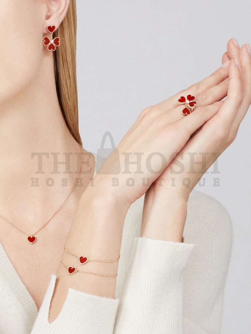 V*n Cl**f & Arpels Four Hearts Stud Earrings, Sweet Alhambra effeuillage earrings Master Quality