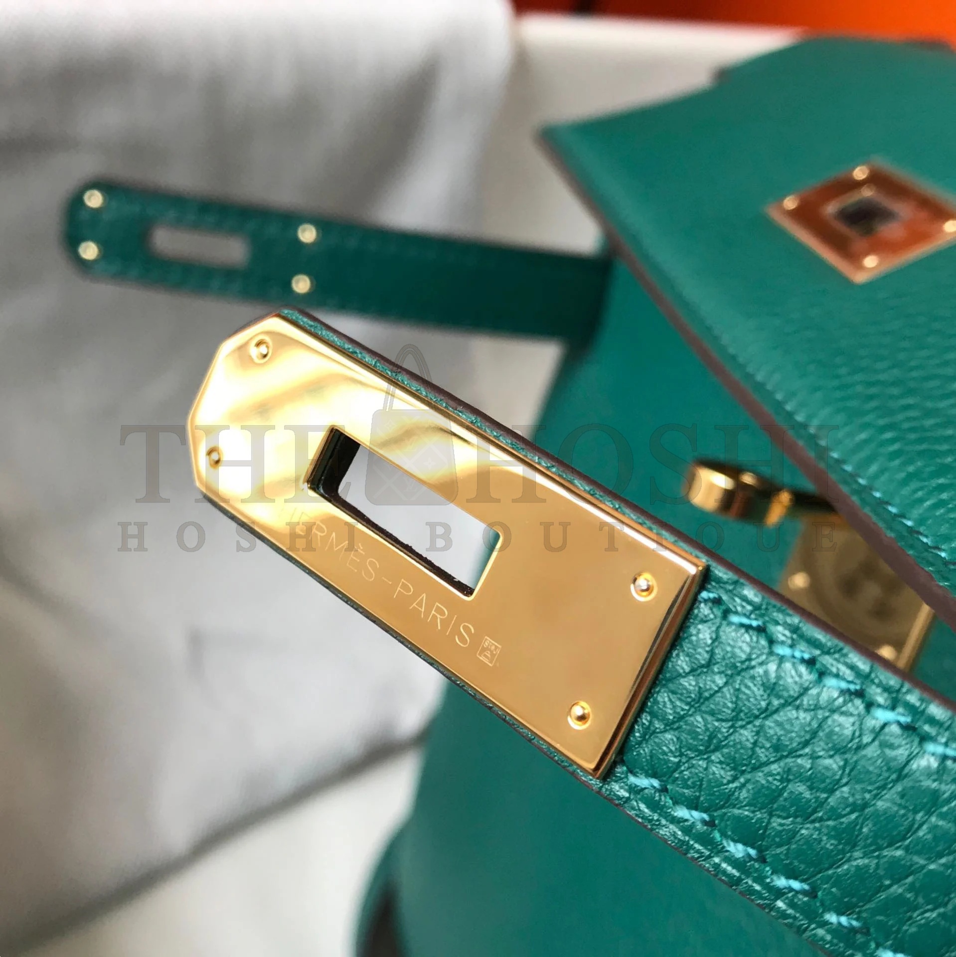 H**me5 Kelly 32cm Retourne Bag in Malachite Clemence Leather GHW Master Quality