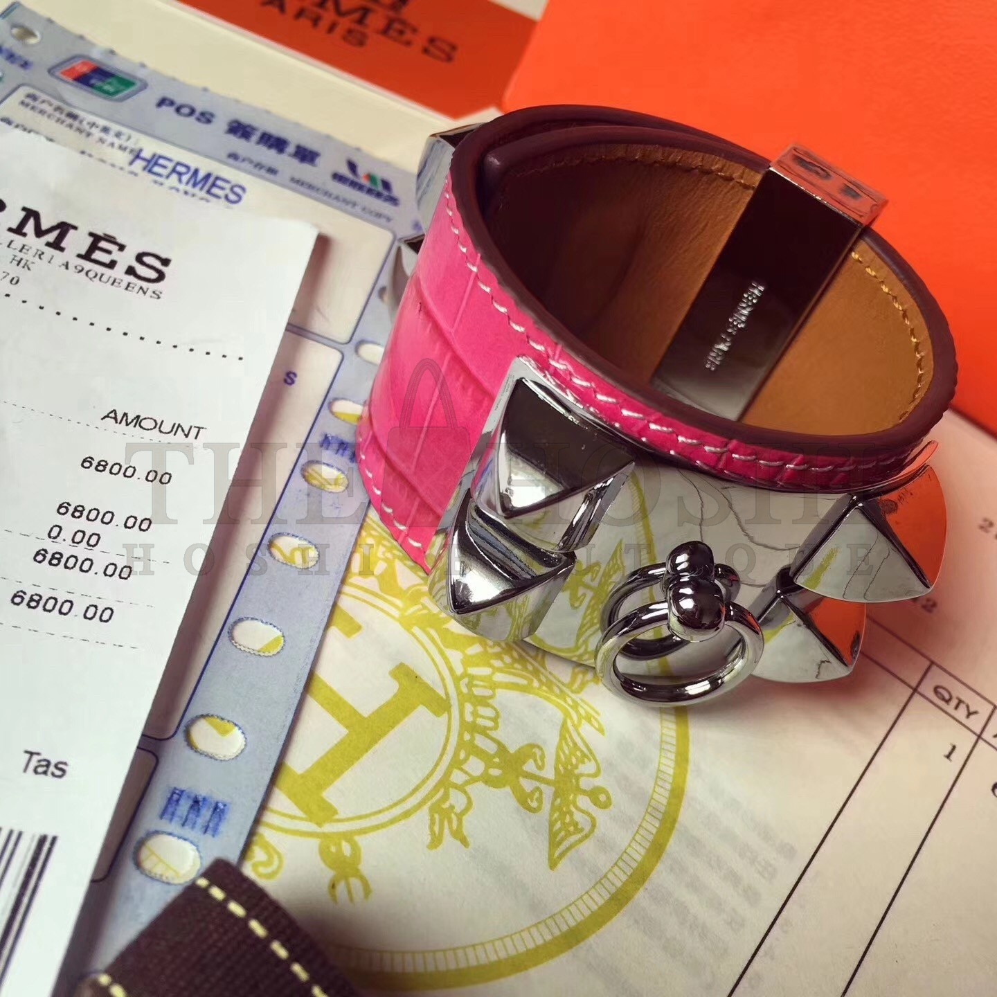 H**me5 Rose Red Alligator Collier de Chien Bracelet Size S Master Quality