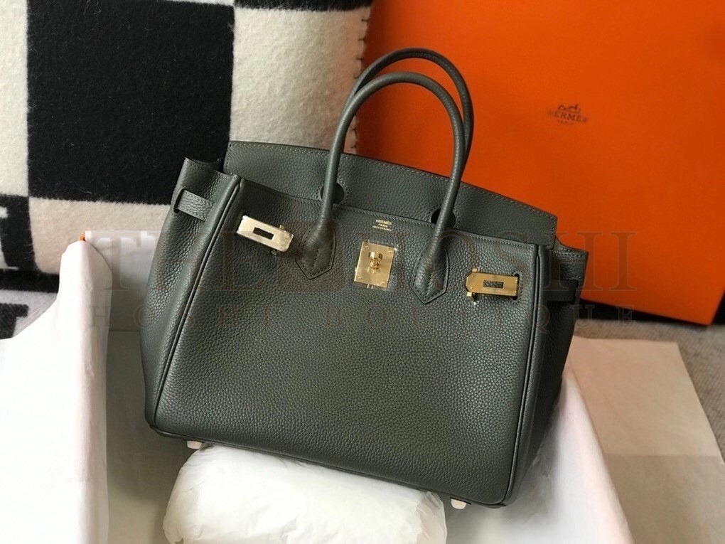 H**me5 Vert Fonce Clemence Birkin 30cm Bag GHW Master Quality