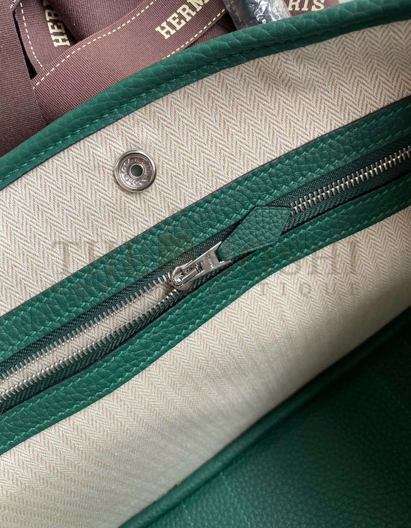 H**me5 Garden Party 30 Handmade Bag in Malachite Clemence Leather Master Quality