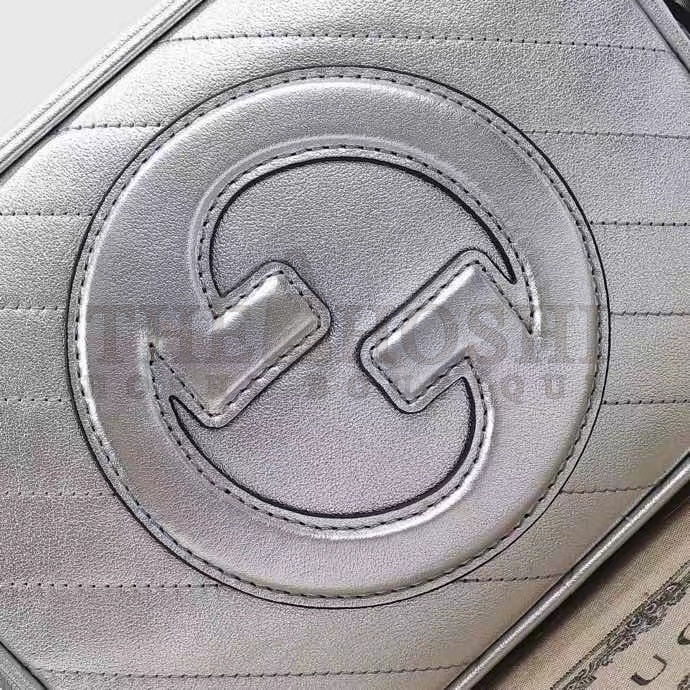 Gvc*1 Women GG Blondie Small Shoulder Bag Metallic Silver Leather Zipper Closure Master Quality