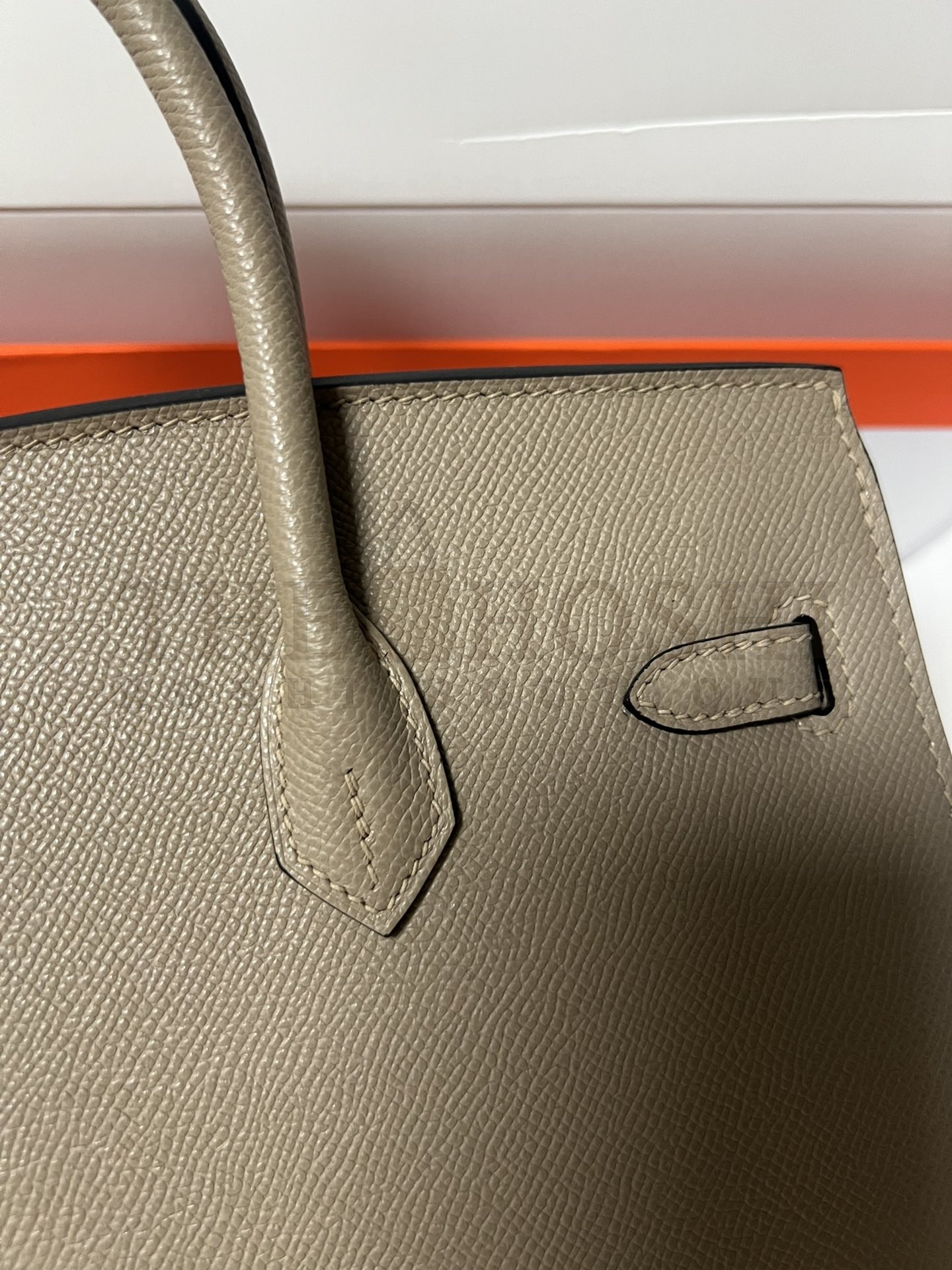 H**me5 Birkin 25 Retourne Handmade Bag In Taupe Epsom Calfskin Master Quality