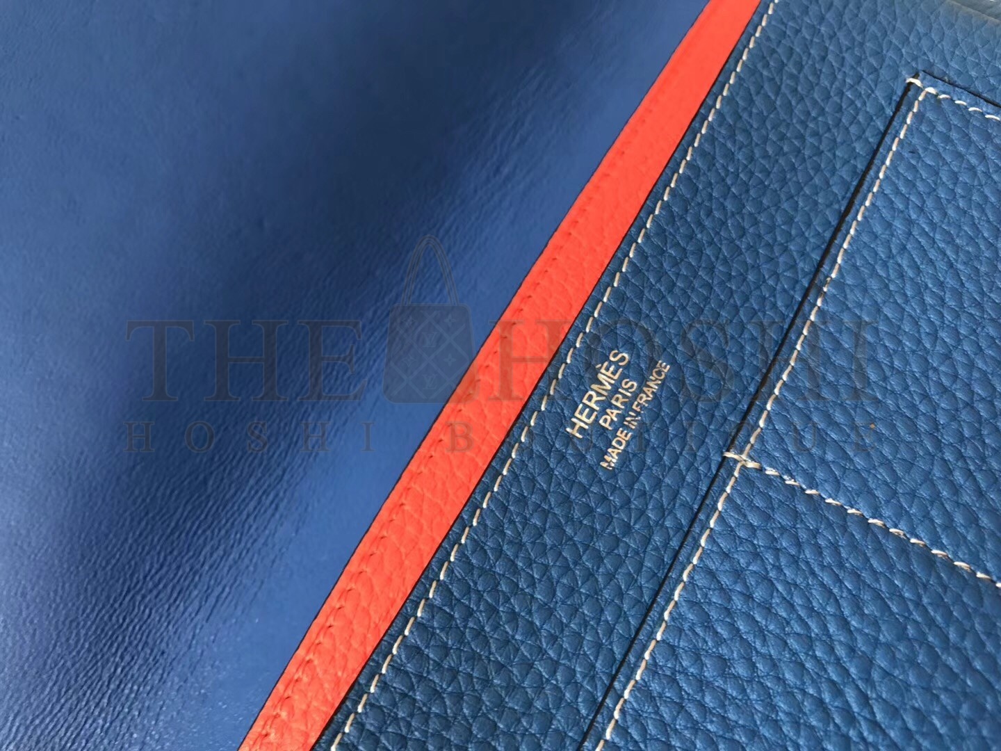 H**me5 Bicolor Dogon Duo Wallet In Blue/Piment Leather Master Quality