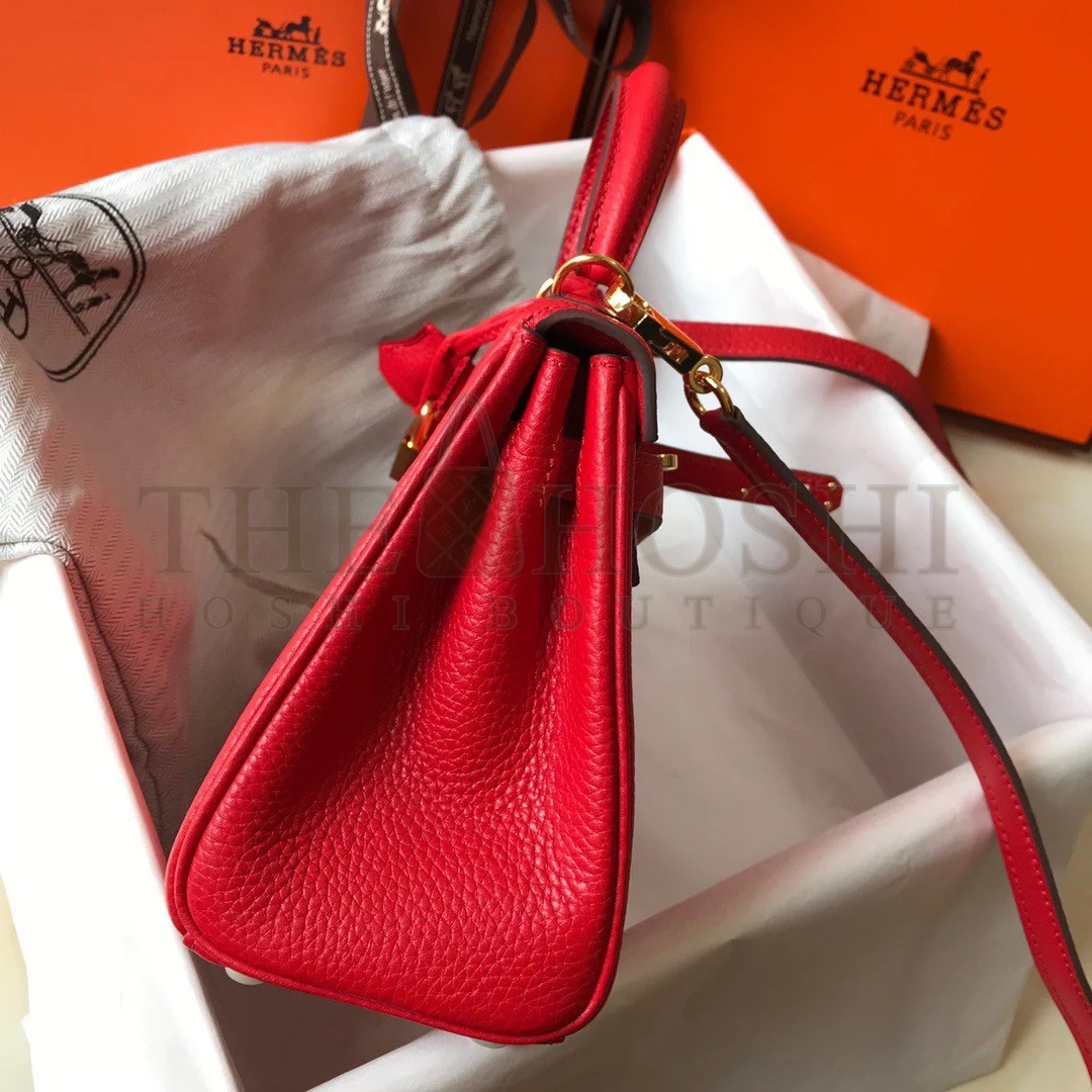 H**me5 Kelly 20cm Bag In Red Clemence Leather GHW Master Quality