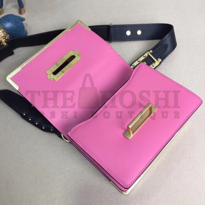 Pra*a Cahier Shoulder Bag In Pink/Black Leather Master Quality