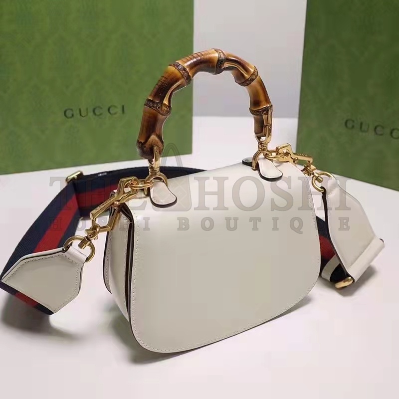 Gvc*1 Women Bamboo 1947 Mini Top Handle Bag White Leather Bamboo Hardware Master Quality