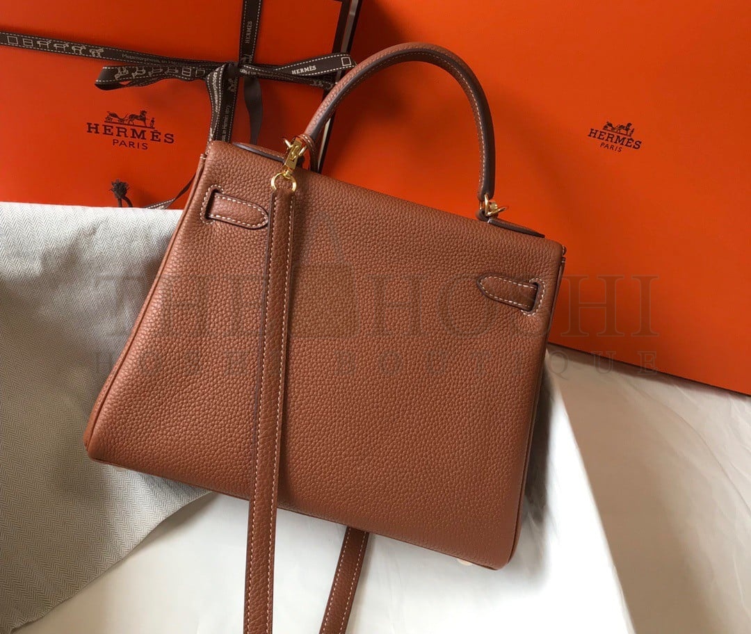 H**me5 Kelly 25cm Retourne Bag in Gold Clemence Leather GHW Master Quality