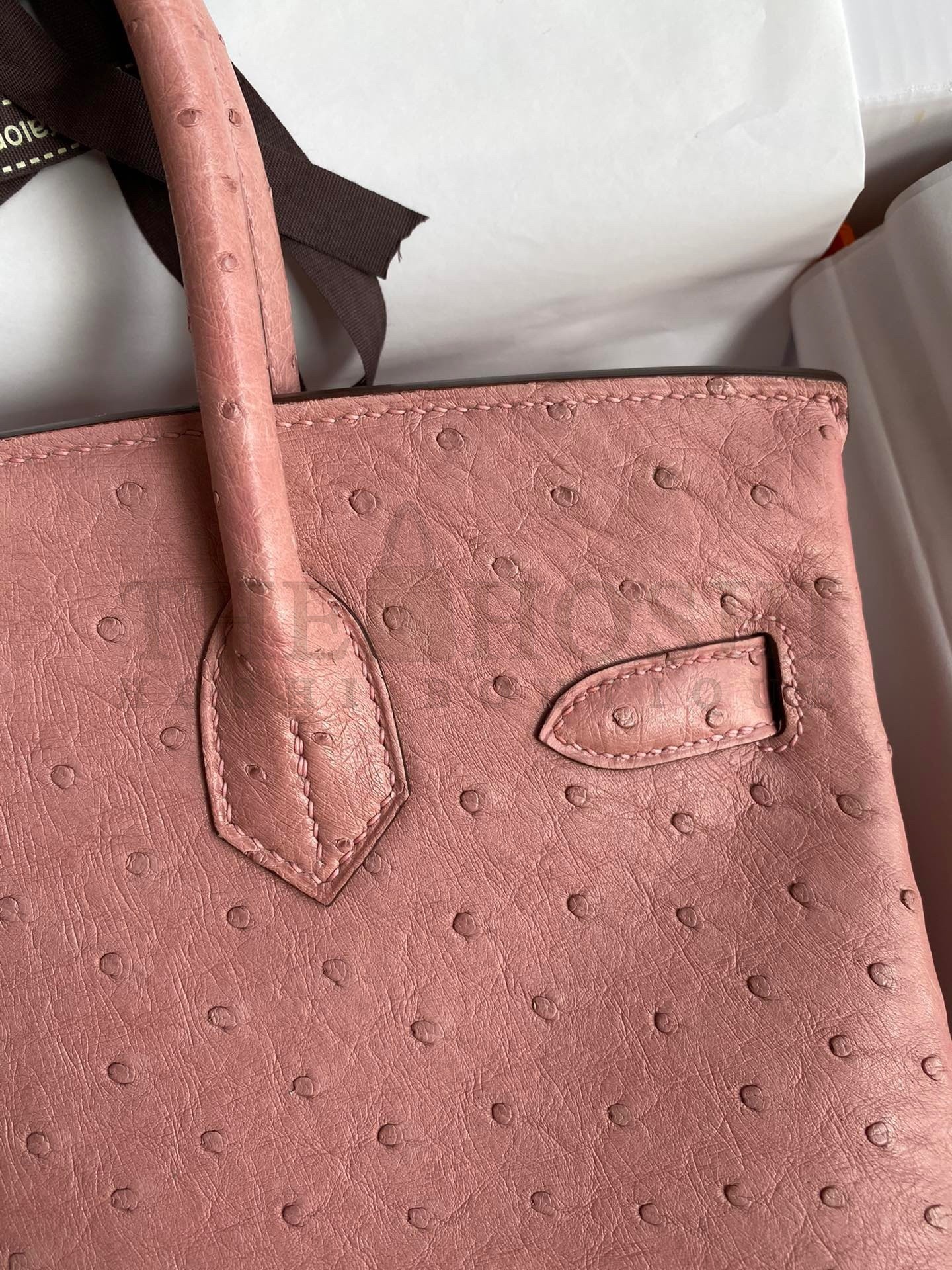 H**me5 Birkin 30 Retourne Handmade Bag In Terre Cuite Ostrich Leather Master Quality