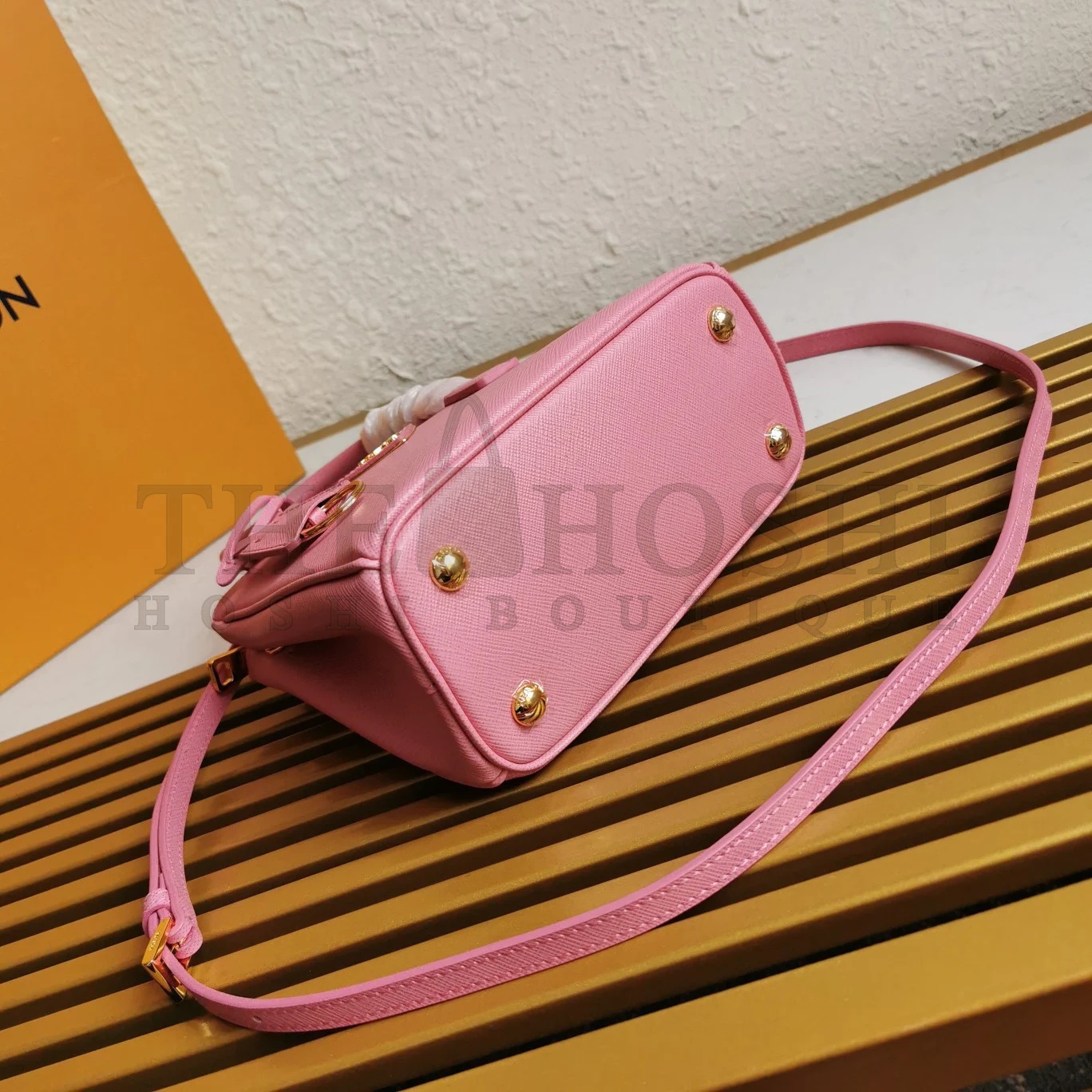 Pra*a Mini Galleria Bag In Pink Saffiano Leather Master Quality
