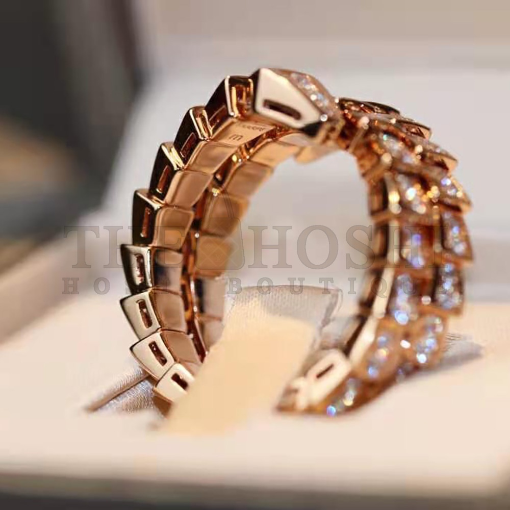 Bv1g*ai Women Serpenti Viper Two-coil 18 KT Rose Gold Ring Master Quality