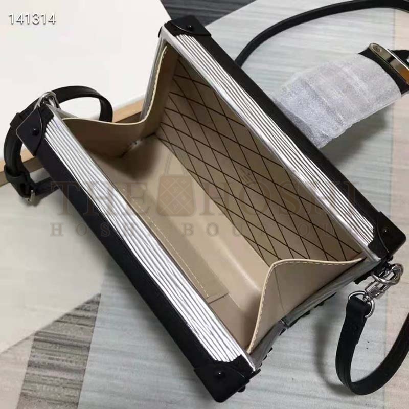 L0vis Vvtt0n LV Women Petite Malle Handbag Silver Epi Grained Cowhide Leather Master Quality