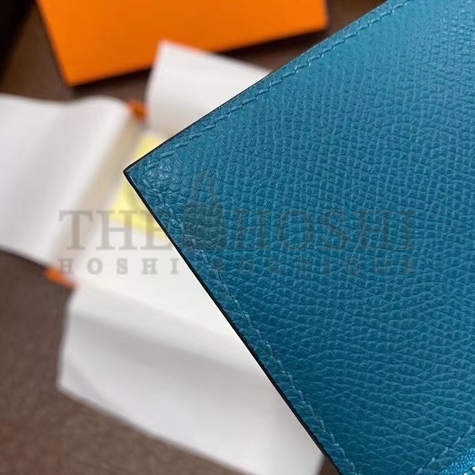 H**me5 Bearn Compact Wallet In Blue Izmir Epsom Leather Master Quality