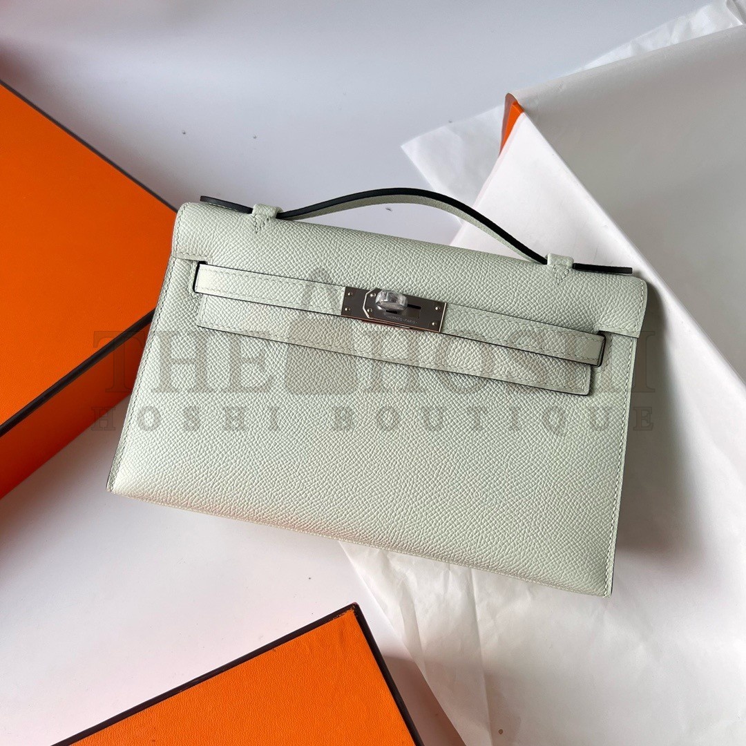 H**me5 Kelly Pochette Handmade Bag In Vert Fizz Epsom Calfskin Master Quality