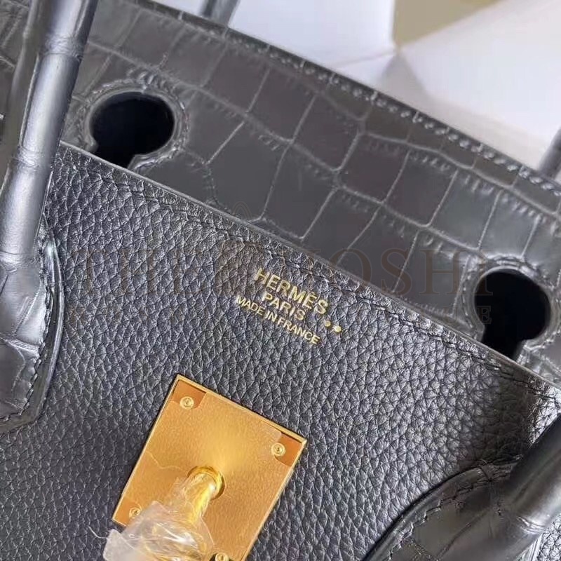 H**me5 Black Touch Birkin 30cm Bag Matte Niloticus Crocodile Skin Master Quality